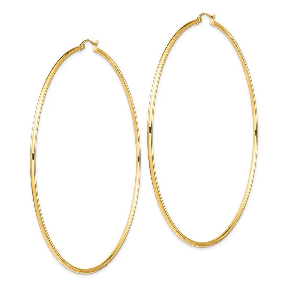 14KT Yellow Gold 90X2MM Hoop Earrings