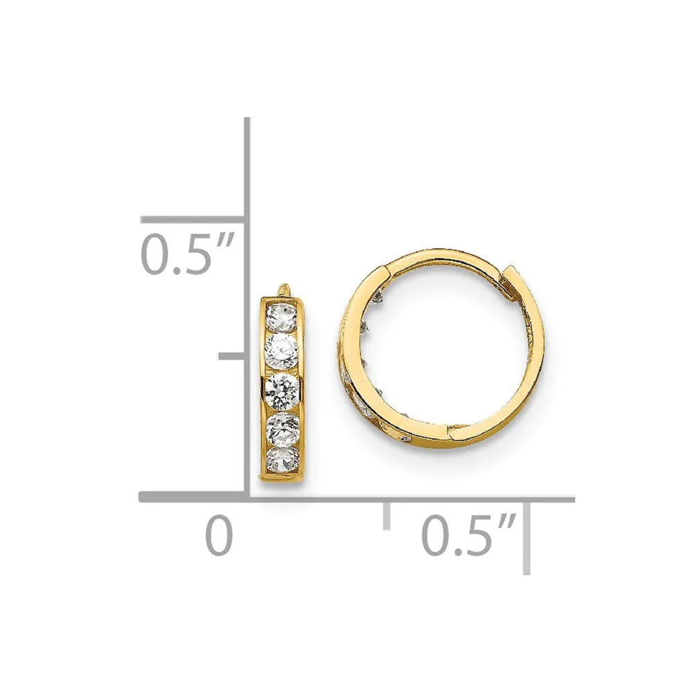 14KT Yellow Gold Cubic Zirconia 10X3MM Childrens Hoop Earrings