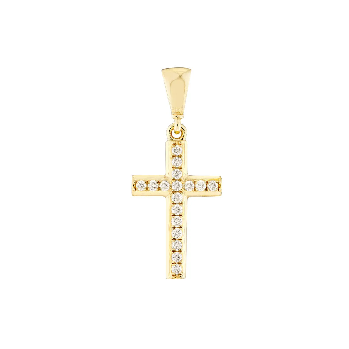 14kt Yellow Gold Mini Diamond Cross Pendant, 0.10TCW