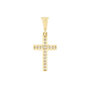 14kt Yellow Gold Mini Diamond Cross Pendant, 0.10TCW