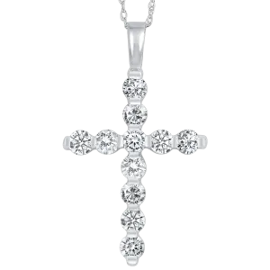 14KTW Diamond Cross Fashion Pendant 1Ct
