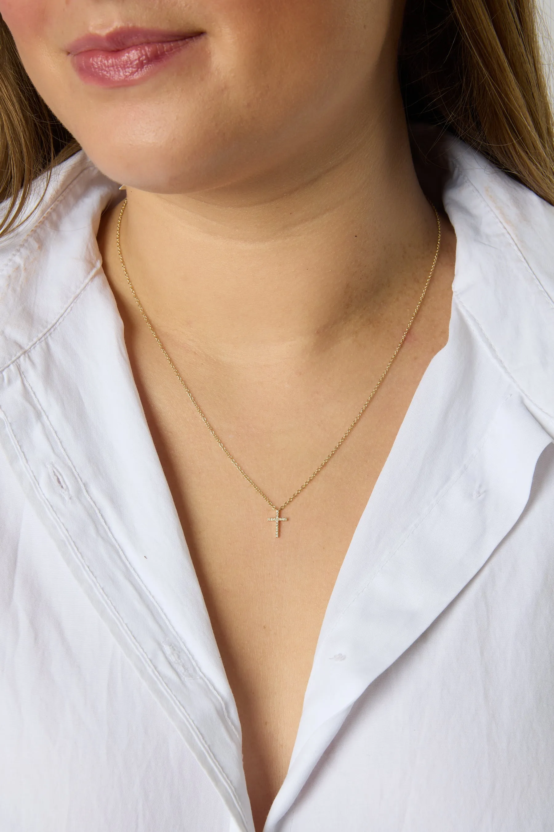 14KY Diamond Cross Necklace