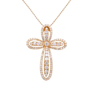 1.54 Carat Diamond Cross Pendant in 14k Yellow Gold