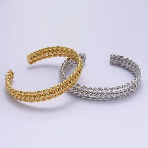 16K Gold Filled Triple Twisted Rope Cuff Bangle Bracelet in Gold & Silver | WA-1918 WA-1919