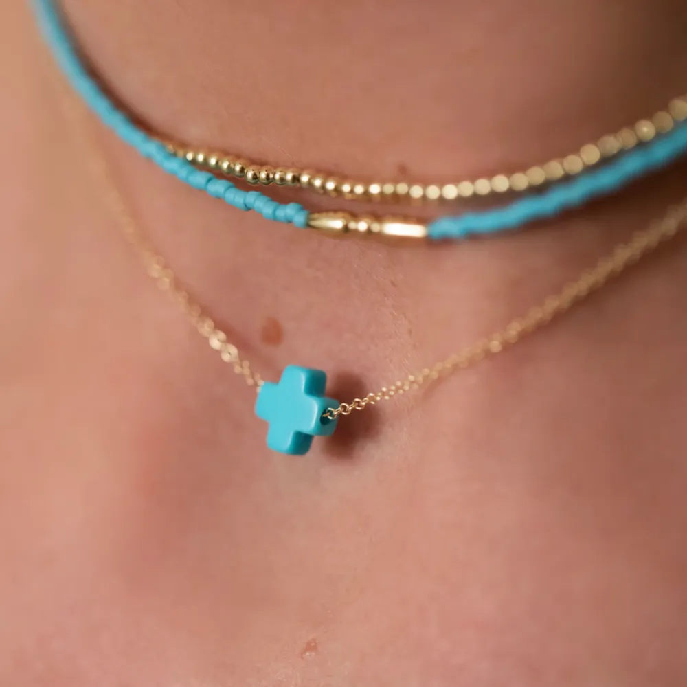 16" Gold Necklace: enewton Signature Cross