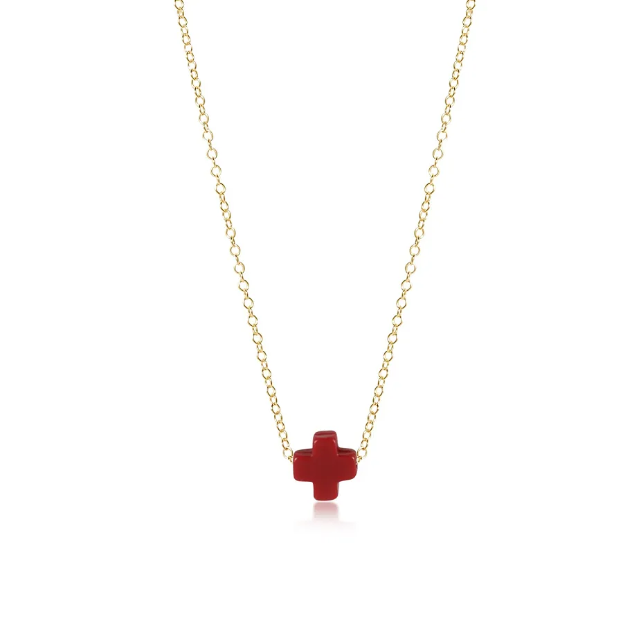 16" Gold Necklace: enewton Signature Cross