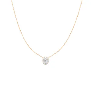 18 Karat Yellow Gold Diamond illusion setting necklace