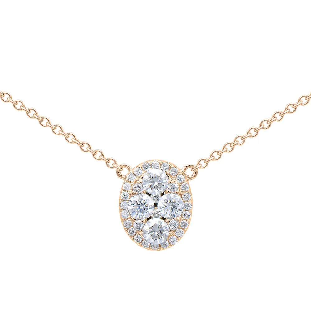 18 Karat Yellow Gold Diamond illusion setting necklace