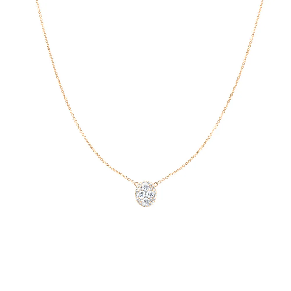 18 Karat Yellow Gold Diamond illusion setting necklace