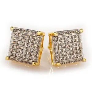 18K Gold Framed Square Stud Earrings