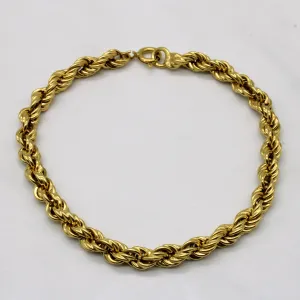 18k Rope Chain Bracelet | 8" |