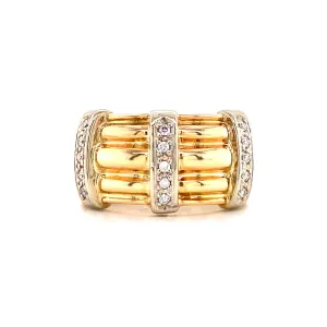 18K White & Yellow Gold Diamond Multi Band Ring