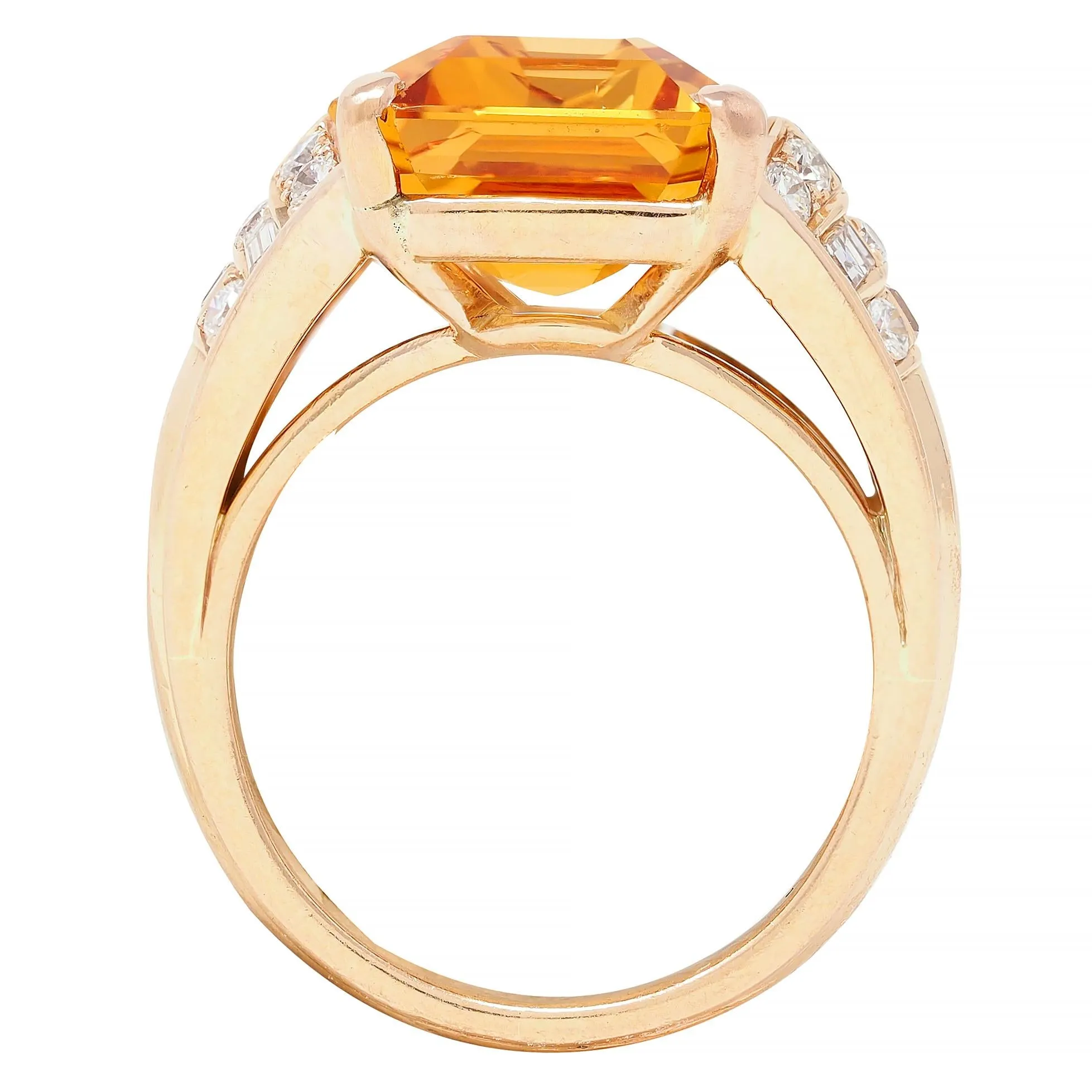 1980's 12.25 CTW Imperial Topaz Diamond 14 Karat Yellow Gold Vintage Cocktail Ring