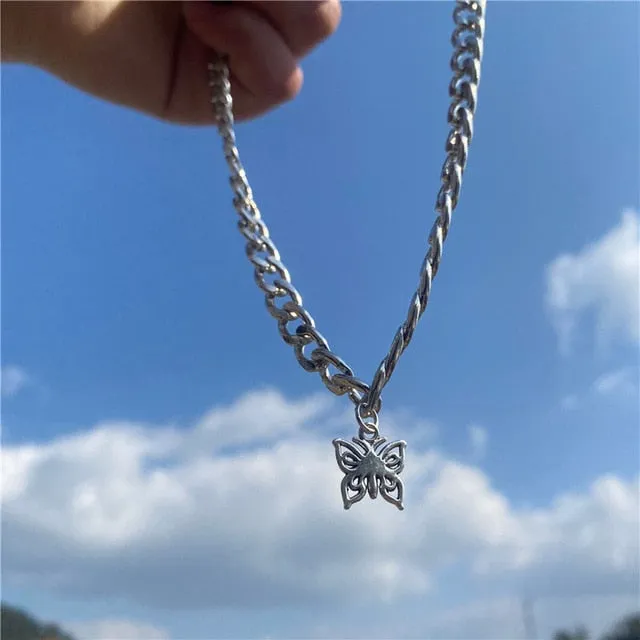 2021 Vintage Harajuku Goth Punk Metal Dinosaur Shape Pendant Chain Choker Necklace For Women Egirl Cool Hip Hop Trendy Jewelry