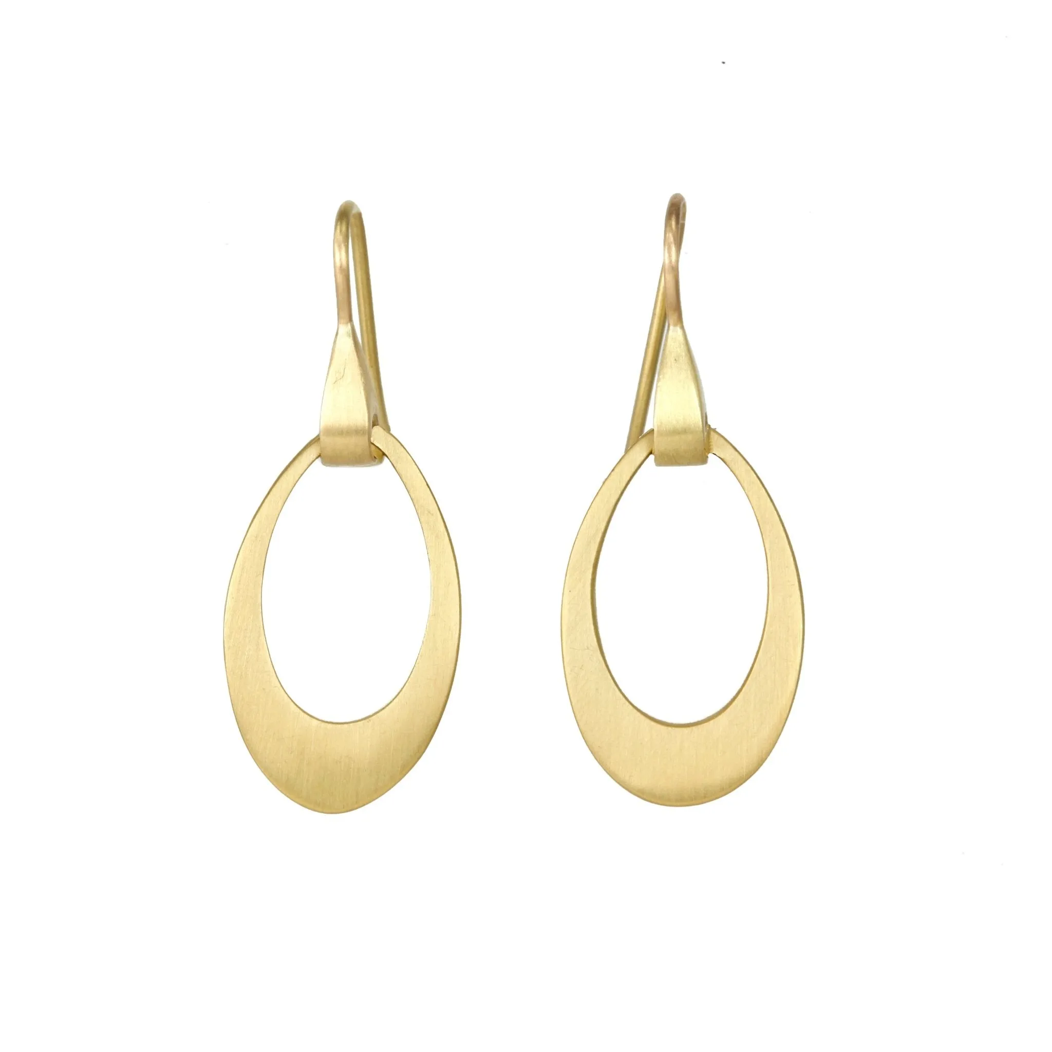 20K Gold Mini Pear-Shaped "Doorknocker" Earrings on Sculptural Ear Wires