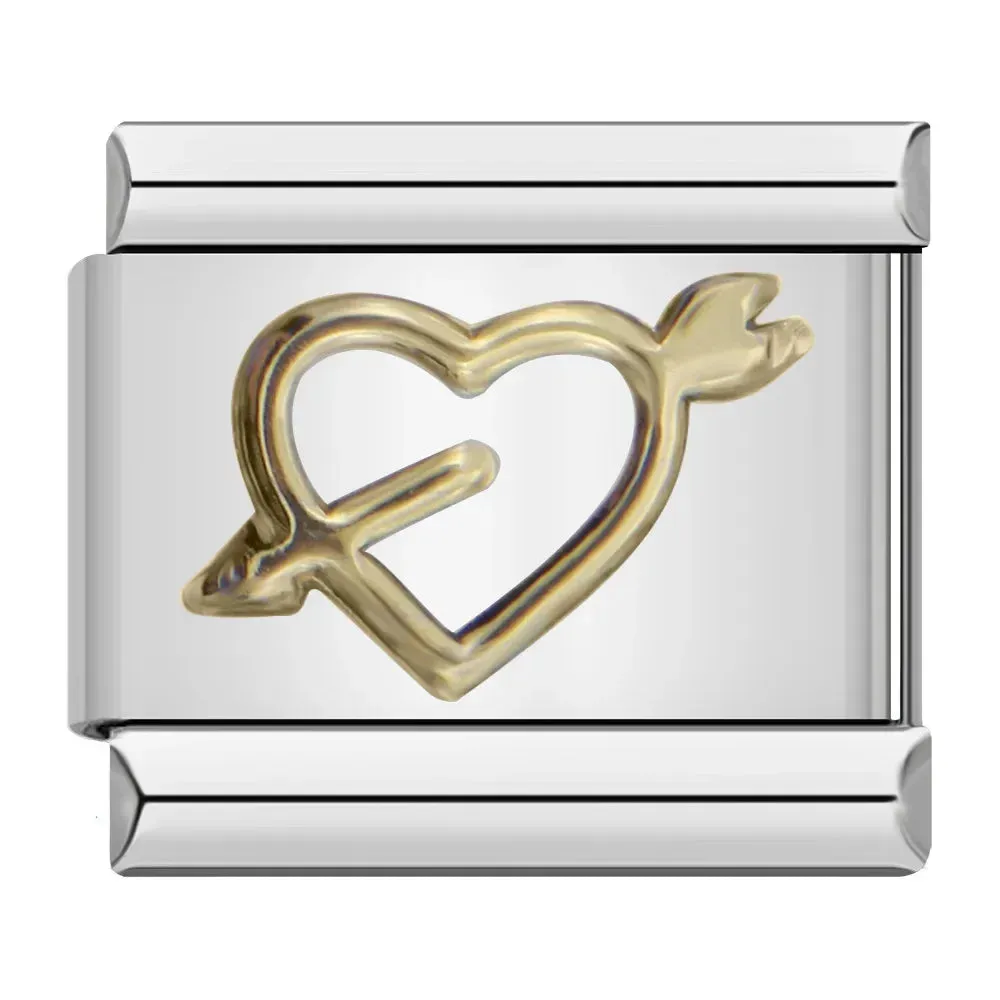26 Gold Letters Italian Charm Links Fit 9mm Stainless Steel Bracelet Making DIY Jewelry