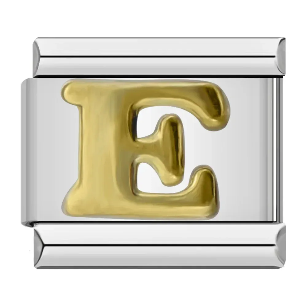 26 Gold Letters Italian Charm Links Fit 9mm Stainless Steel Bracelet Making DIY Jewelry