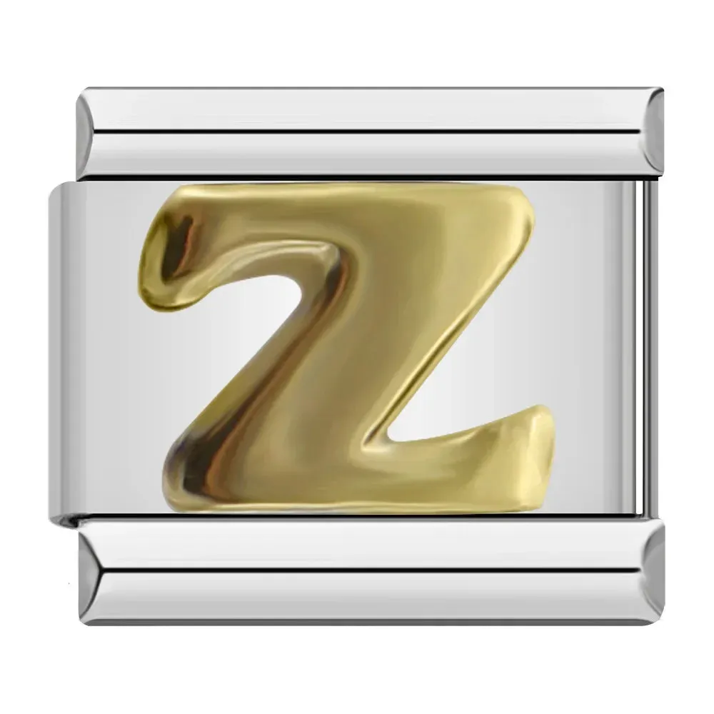 26 Gold Letters Italian Charm Links Fit 9mm Stainless Steel Bracelet Making DIY Jewelry