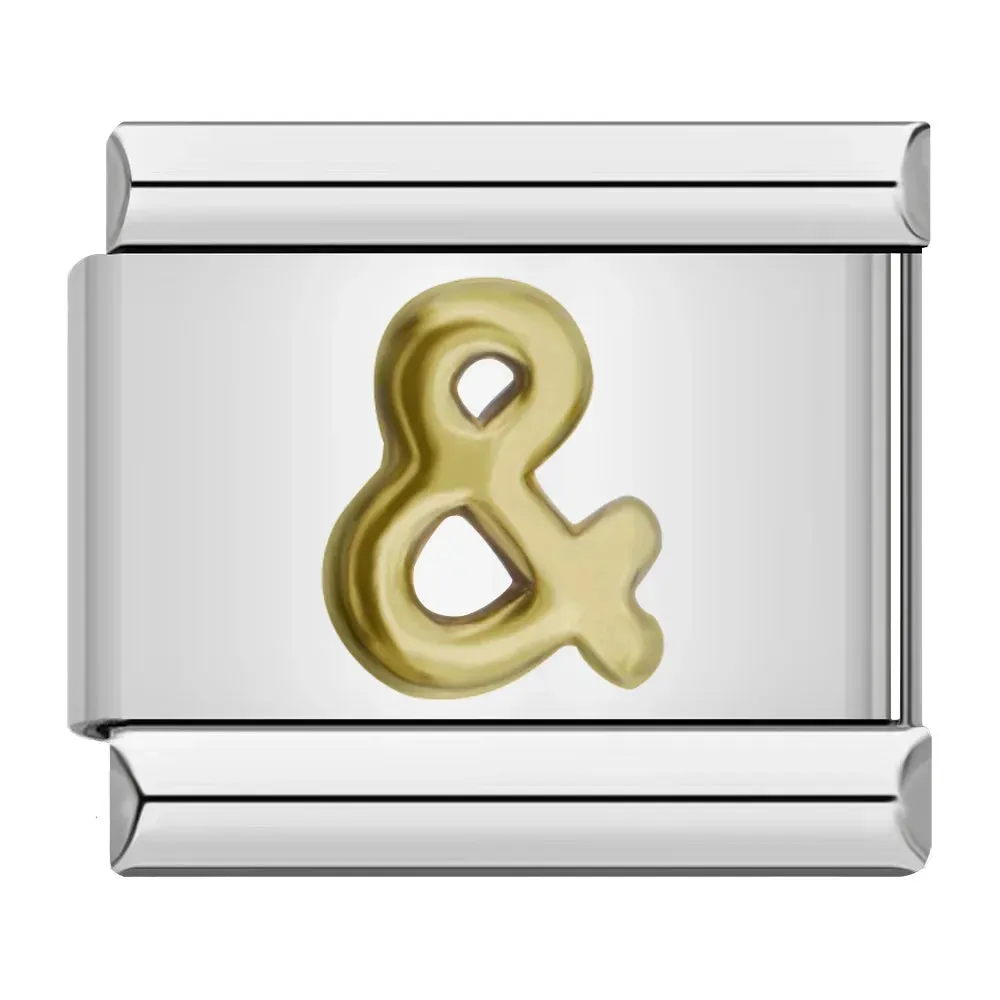 26 Gold Letters Italian Charm Links Fit 9mm Stainless Steel Bracelet Making DIY Jewelry