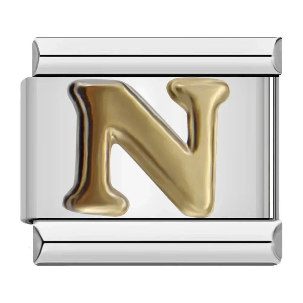 26 Gold Letters Italian Charm Links Fit 9mm Stainless Steel Bracelet Making DIY Jewelry
