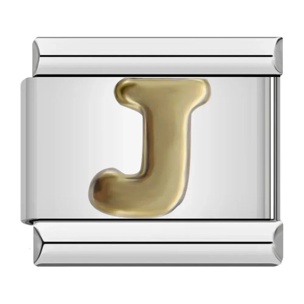 26 Gold Letters Italian Charm Links Fit 9mm Stainless Steel Bracelet Making DIY Jewelry