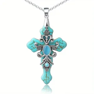3 Colors Cross Necklace Confirmation Religious Turquoise Men
