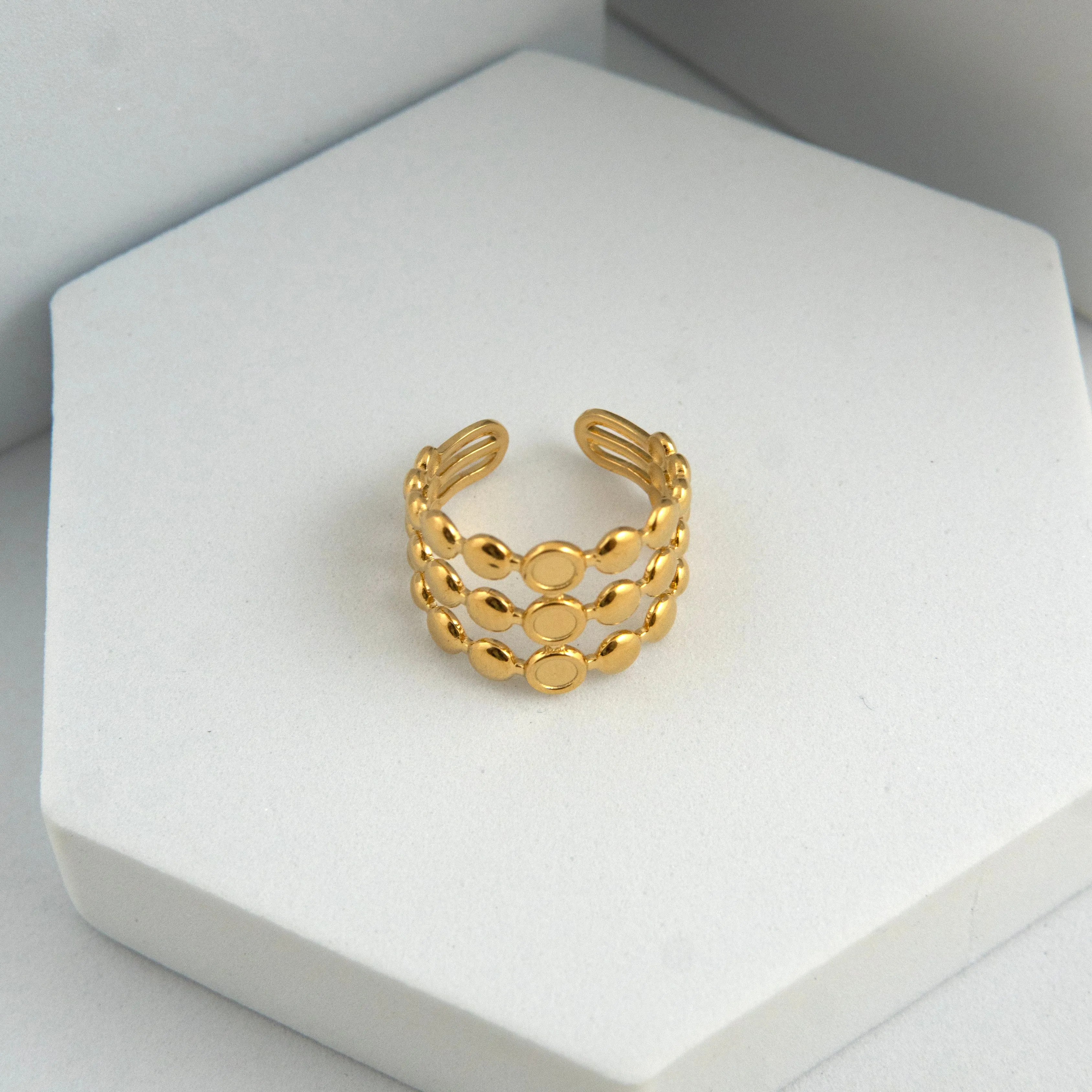 3 Layer Crib Adjustable Ring Gold Plated
