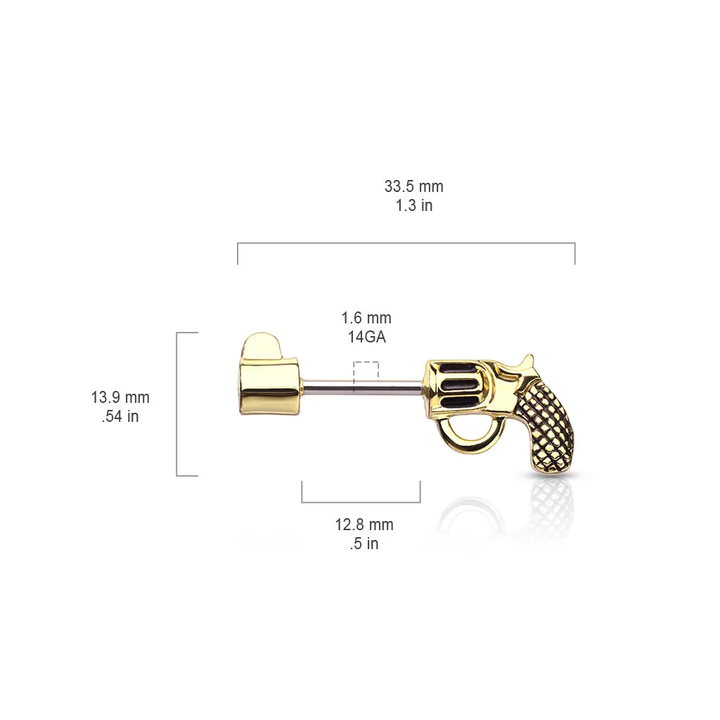 316L Surgical Steel Large Revolver Straight Barbell Nipple Ring