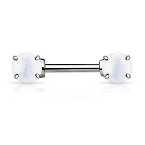 316L Surgical Steel Nipple Ring Barbell with Prong 7mm Semi Precious Stone