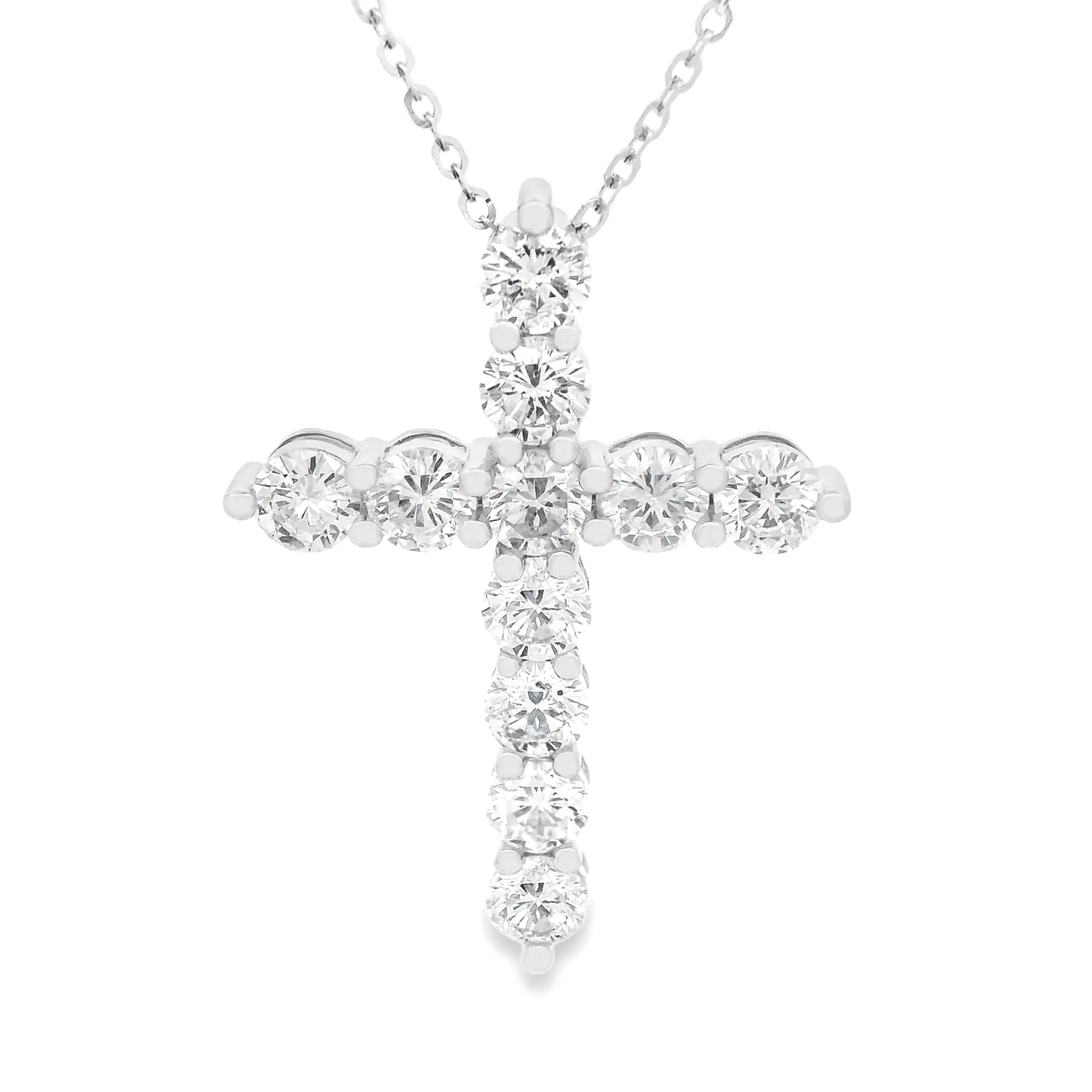 3.60ct 18k White Gold Large Diamond Cross & Chain