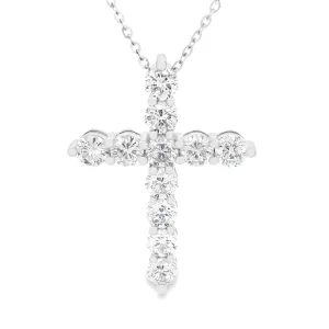 3.60ct 18k White Gold Large Diamond Cross & Chain