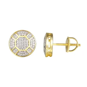 3D Round Icy Prong Set Solitaire Silver Stud Earrings