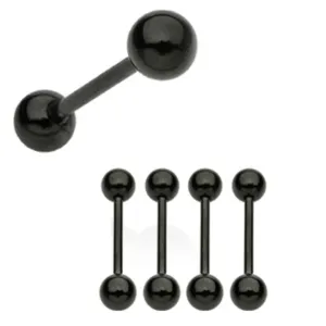4 Pc 1/2" Length Black Titanium Barbell Tongue Rings