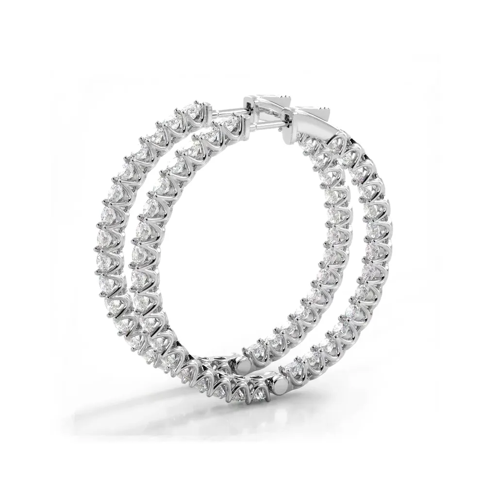 4.70 ctw. Inside Out U Setting Diamond Hoop Earrings