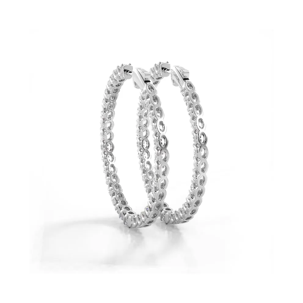 4.70 ctw. Inside Out U Setting Diamond Hoop Earrings