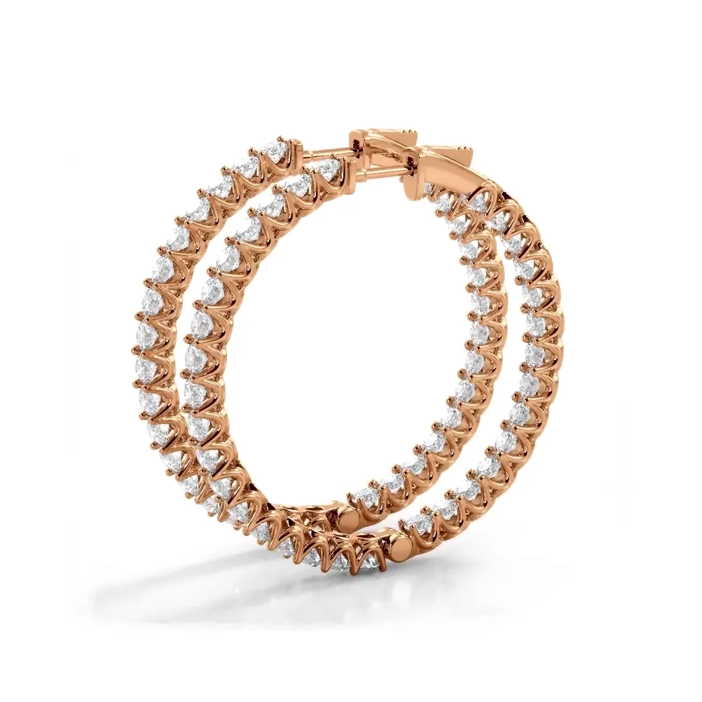 4.70 ctw. Inside Out U Setting Diamond Hoop Earrings