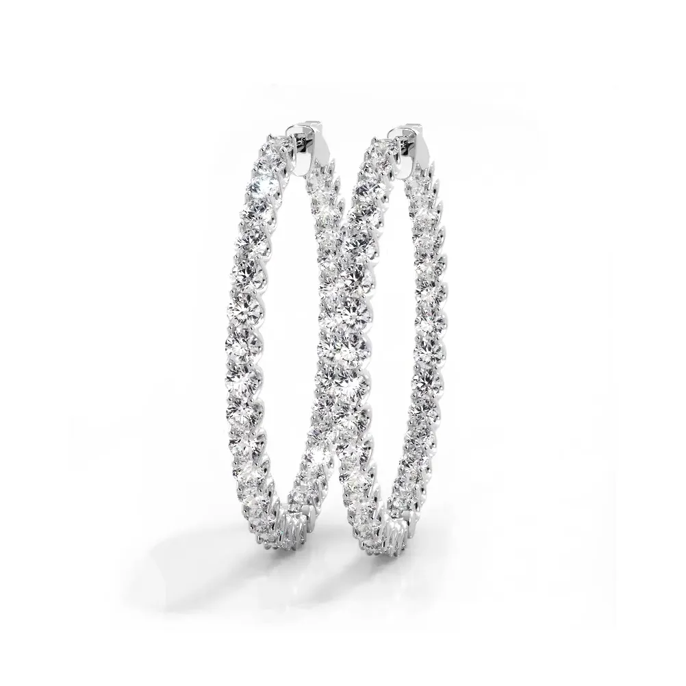 4.70 ctw. Inside Out U Setting Diamond Hoop Earrings