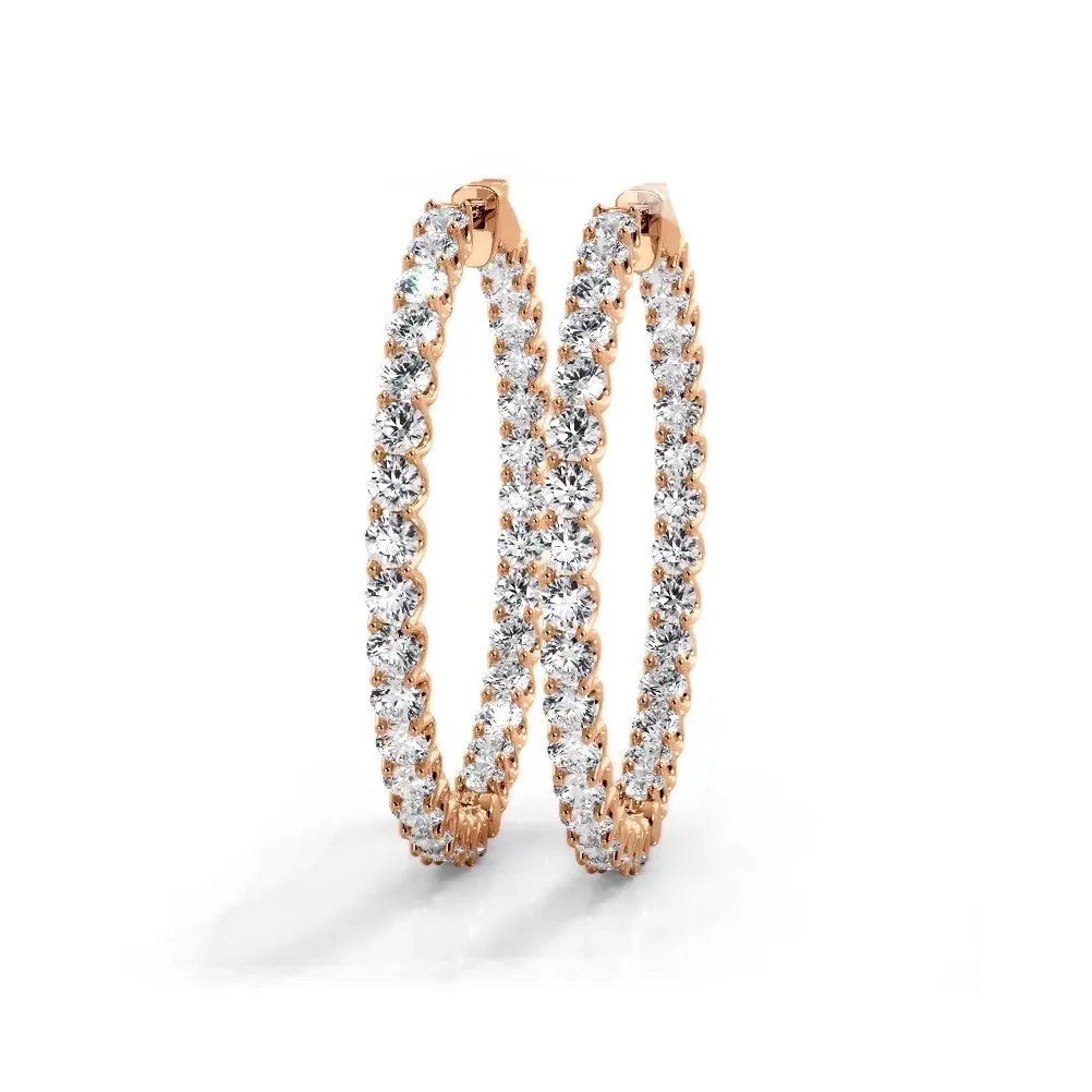 4.70 ctw. Inside Out U Setting Diamond Hoop Earrings
