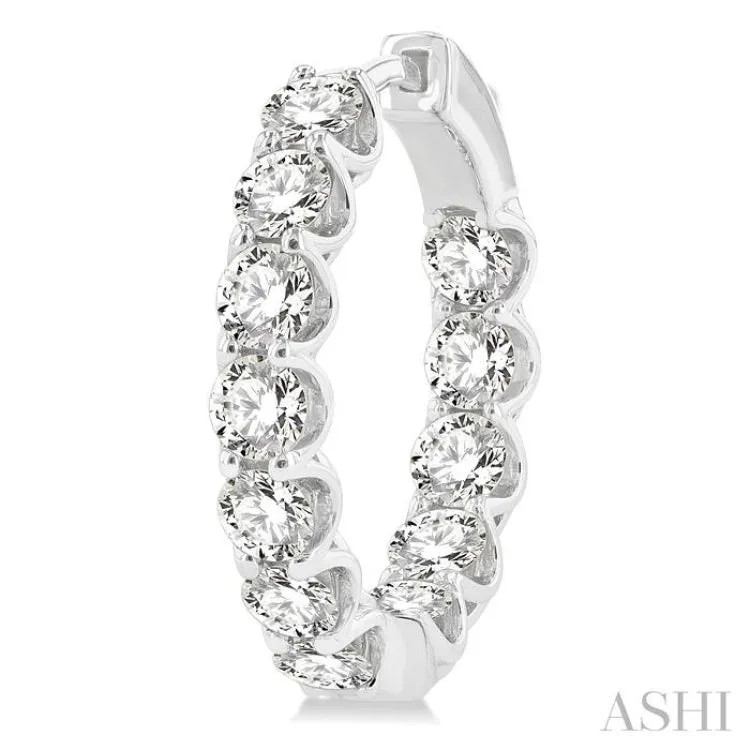 5 ctw Inside-Out Round Cut Diamond Hoop Earrings in 14K White Gold