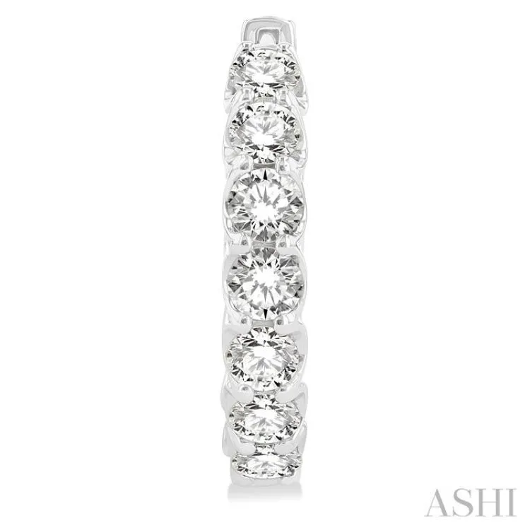 5 ctw Inside-Out Round Cut Diamond Hoop Earrings in 14K White Gold