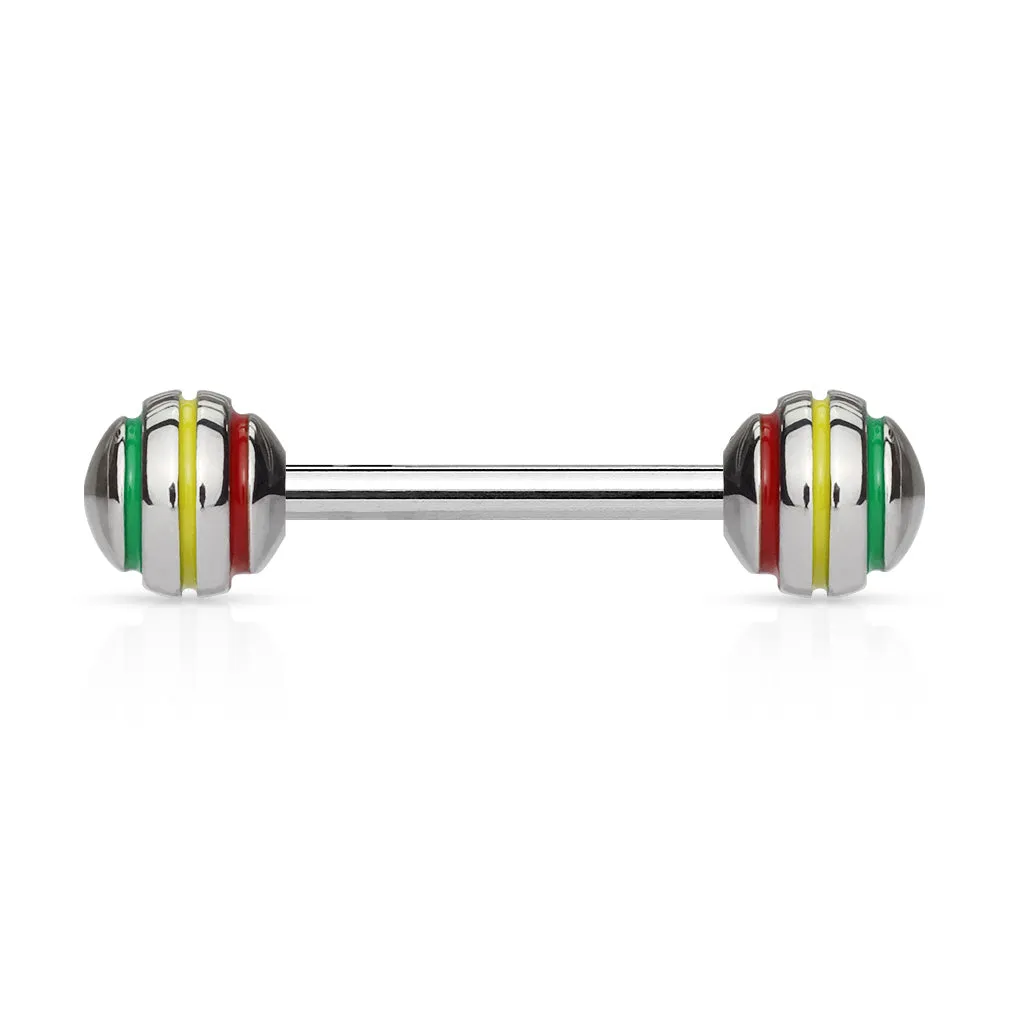 6 mm Epoxy Red Stripe Ball  Surgical Steel Barbell Tongue Rings Nipple Barbells