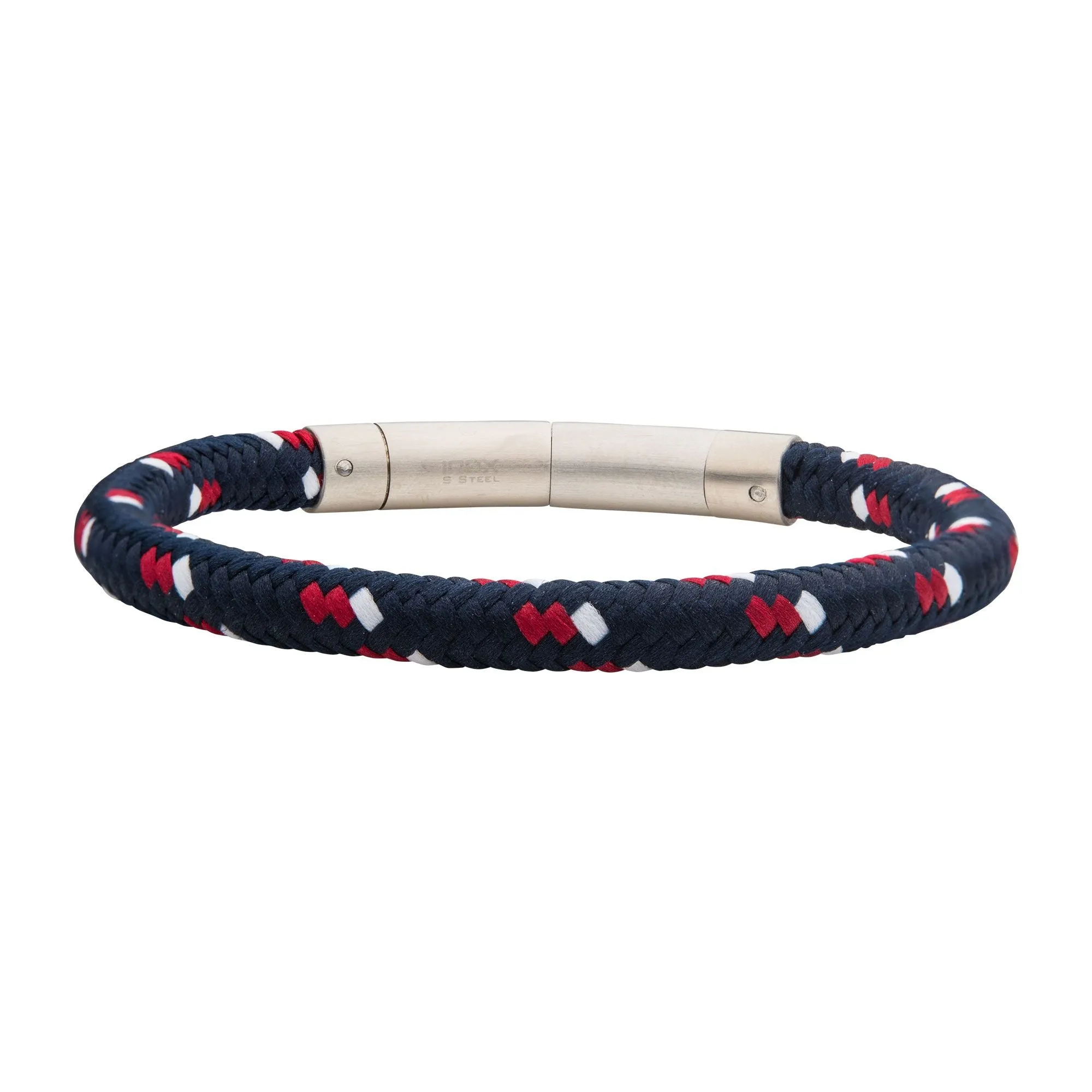 6mm Blue, White & Red Nylon Cord Bracelet BRNYLON-BWR