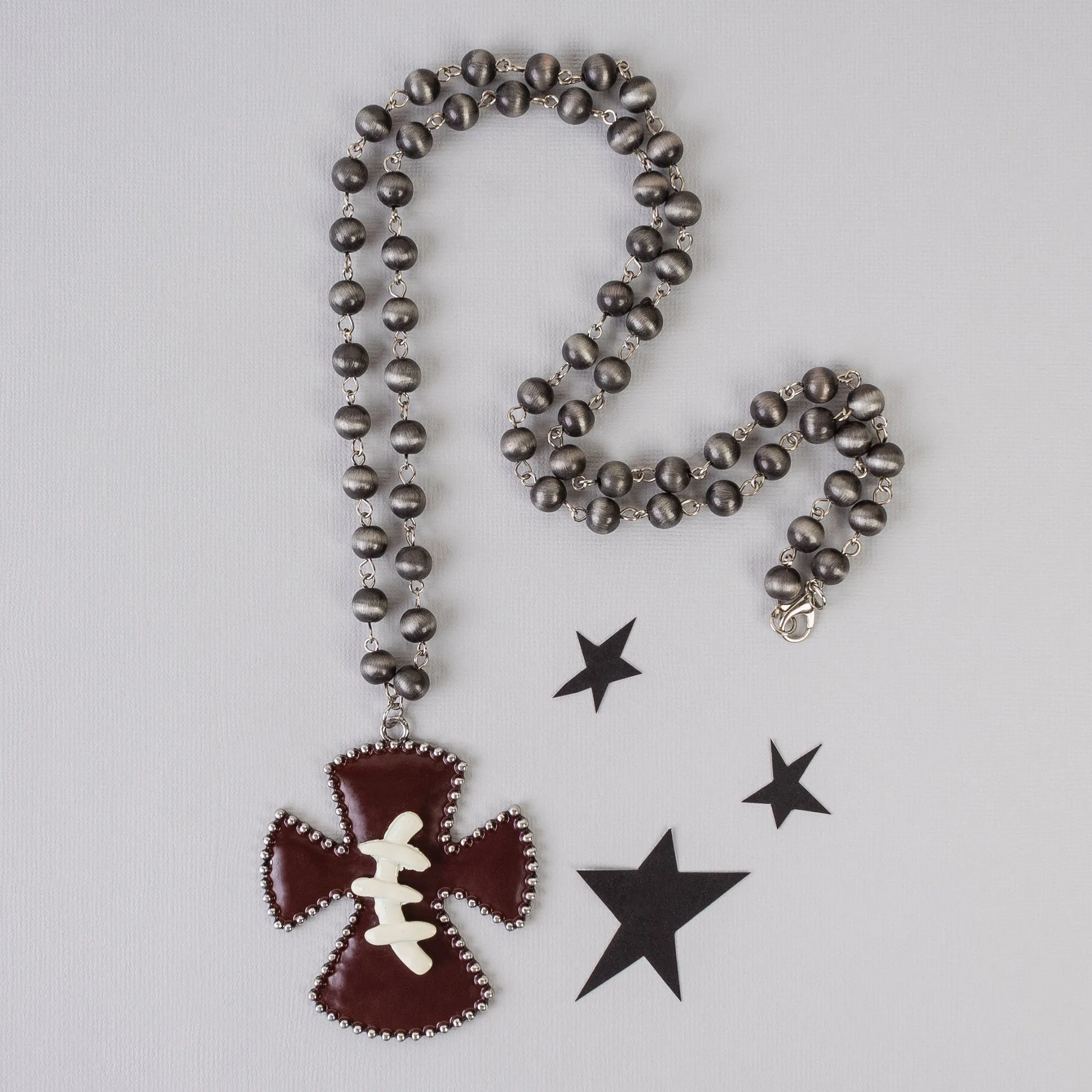 71960 - Football Cross Pendant Necklace - Silver