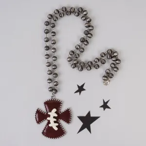 71960 - Football Cross Pendant Necklace - Silver