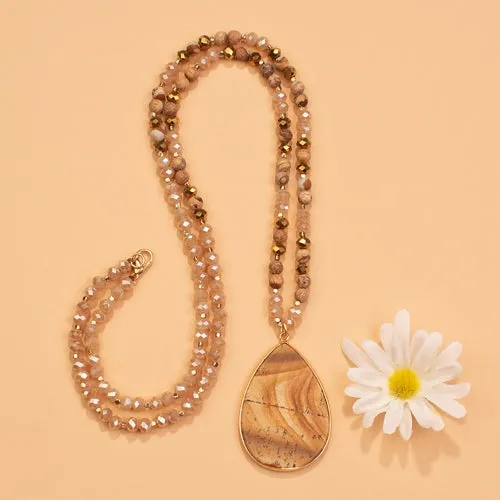 72525 - Natural Stone Necklace - Brown