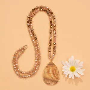 72525 - Natural Stone Necklace - Brown
