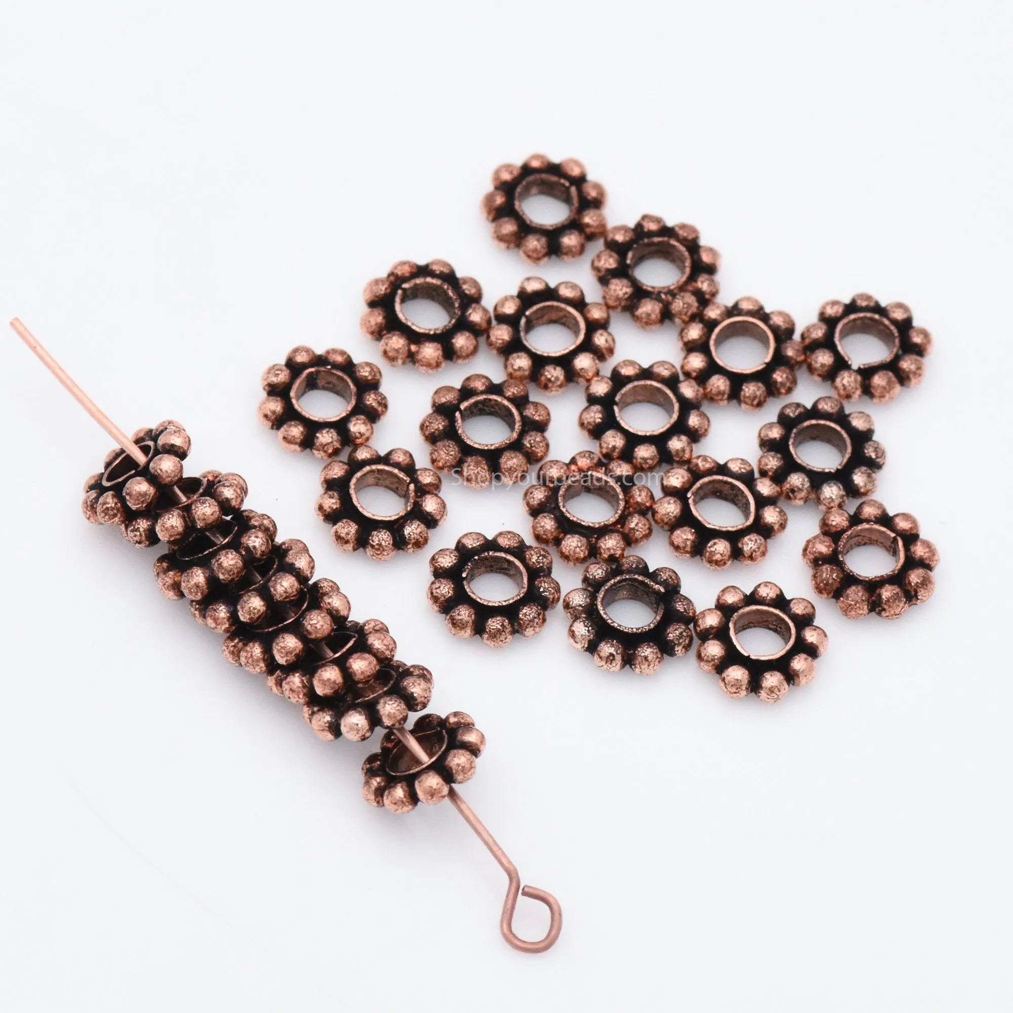 8mm Antique Copper Plated Daisy Heishi Spacer Beads