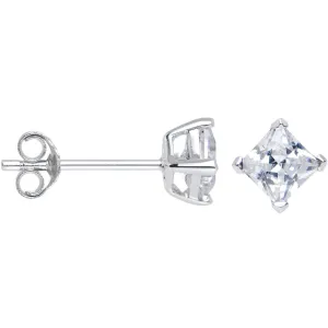 925 Silver Clear 5mm Cubic Zirconia Vivid Square Stud Earrings