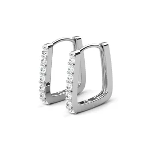 925 Silver White Gold Small Square Hoop Moissanite Diamond Earrings