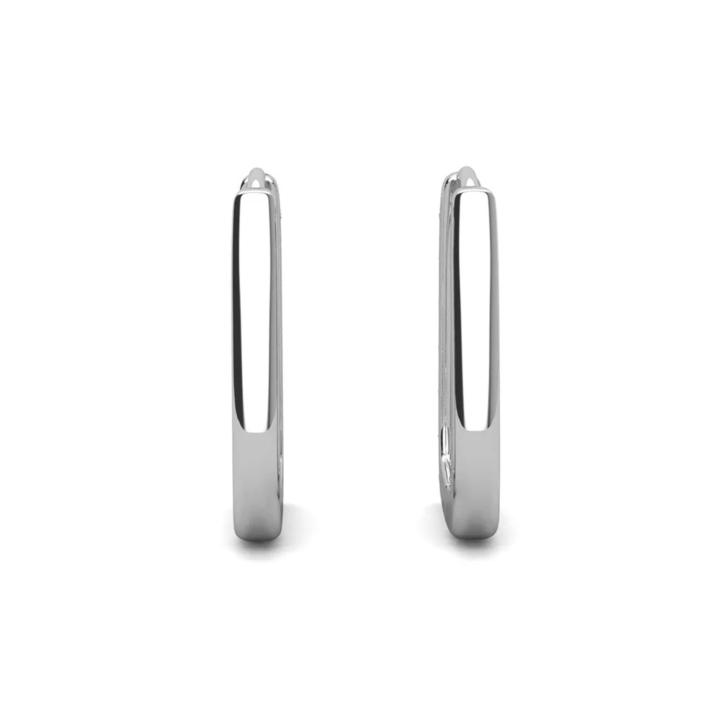 925 Silver White Gold Small Square Hoop Moissanite Diamond Earrings